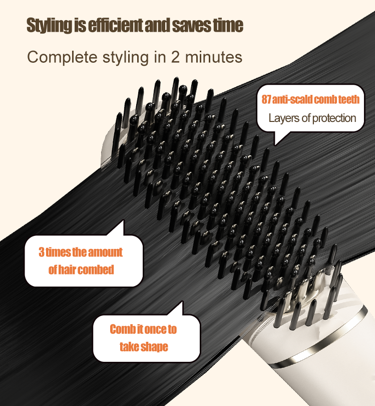 denser and longer hair straightening brush teeth