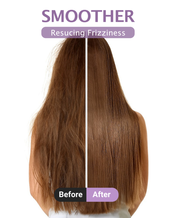 hair used a hair straightening brush before and after