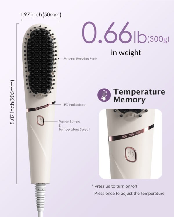 Hair Straightening Brush | Longer and Denser Teeth - T601 — изображение 3
